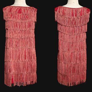 50s 60s vintage fringe mini dress shift flapper party great gatsby roaring 20s.